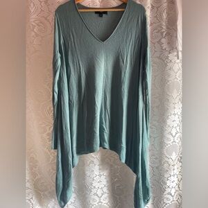 Blue Women’s Sharkbite Tunic Long Sleeve Wide V-Neck Sweater